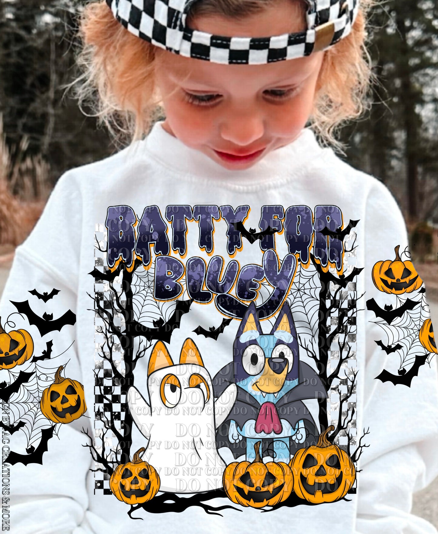 Batty For Bluey Checkered DTF Transfer (Sleeve must be purchased separately)