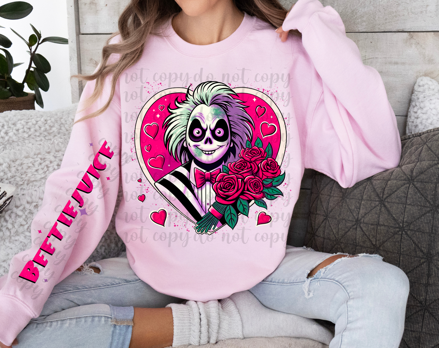 Beetle Juice Valentine DTF Transfer (Sleeve must be purchased separately)