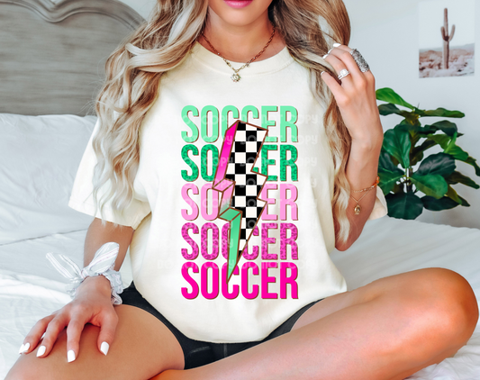 Soccer Bolt Pink DTF Transfer