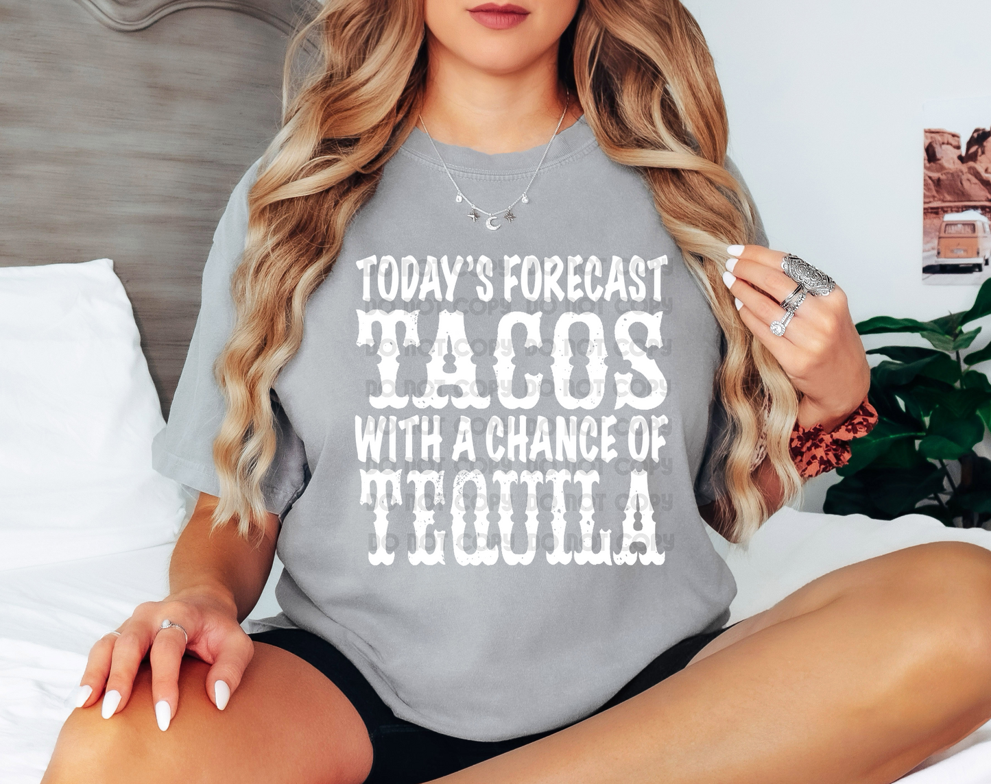 Today's Forecast Tacos With A Chance Of Tequila White DTF Transfer