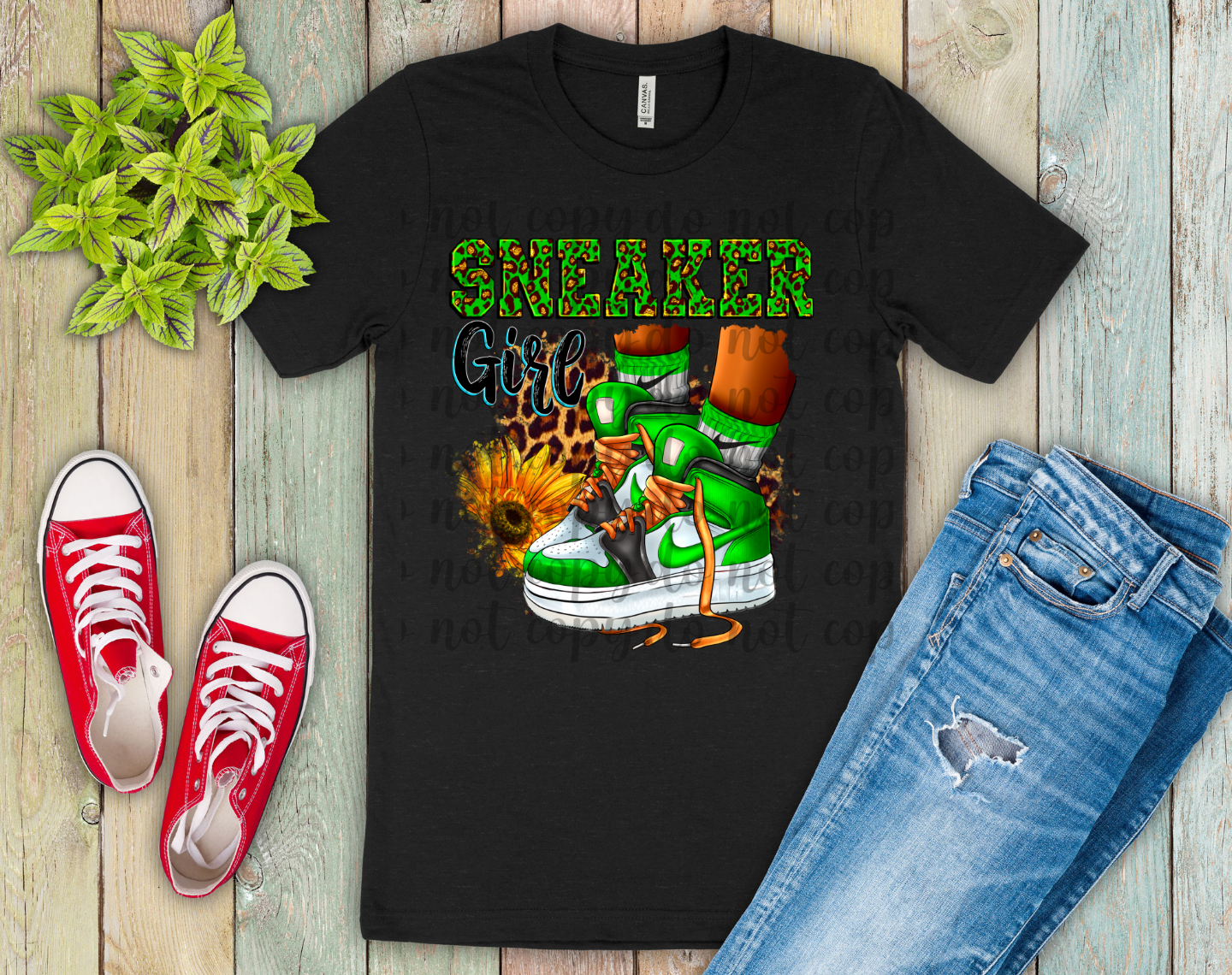 Sneaker Girl Green DTF Transfer