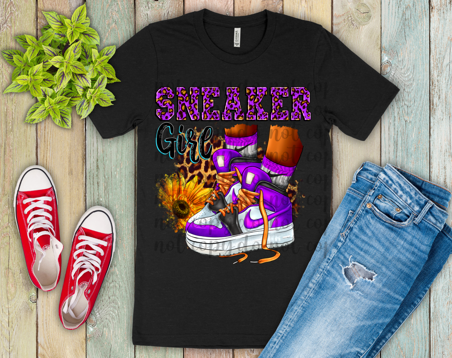 Sneaker Girl Purple DTF Transfer