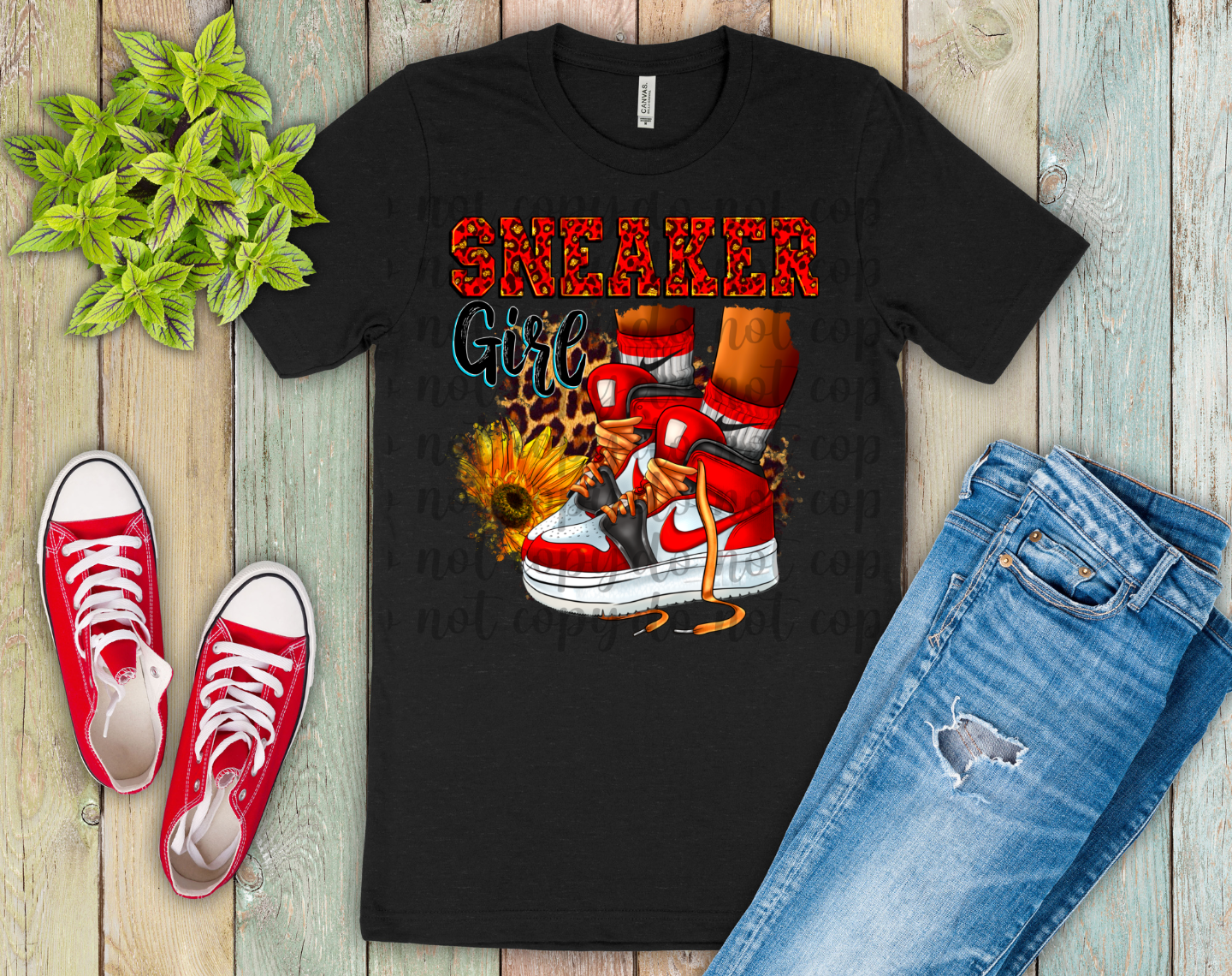 Sneaker Girl Red DTF Transfer