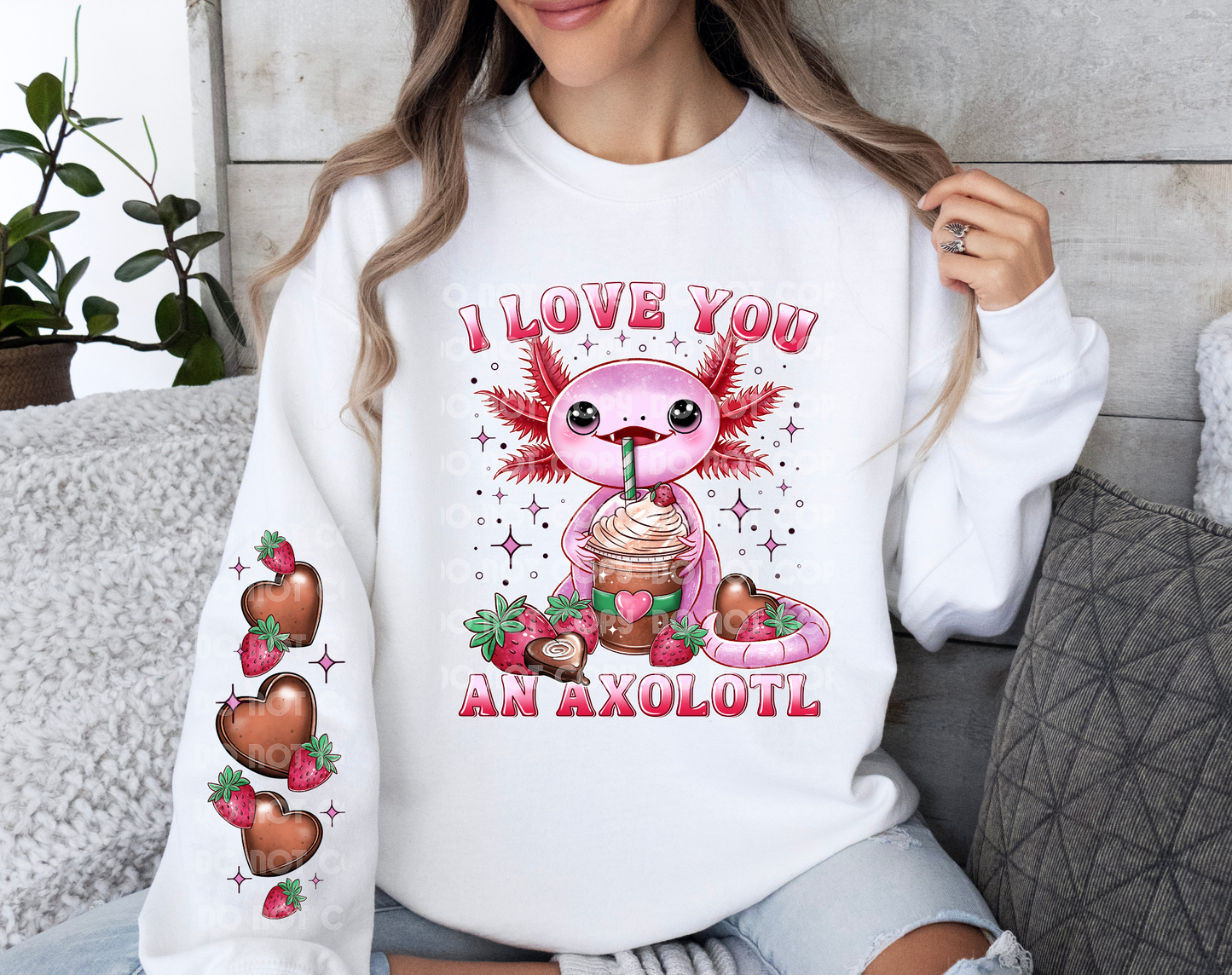 I Love You An Axolotl DTF Transfer (Sleeve must be purchased separately)