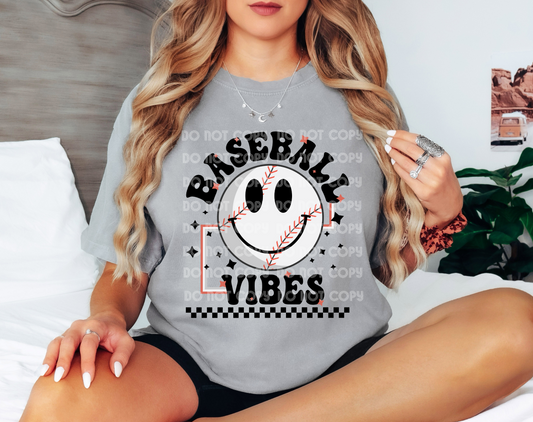 Baseball Vibes White DTF Transfer