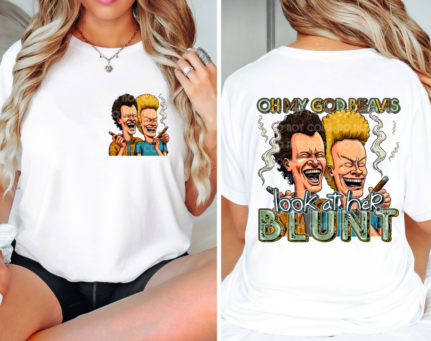 Oh My God Beavis Look At Her Blunt DTF Transfer (Pocket must be purchased separately)