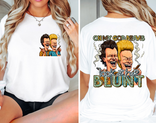 Oh My God Beavis Look At Her Blunt DTF Transfer (Pocket must be purchased separately)