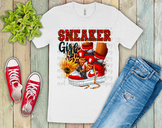 Sneaker Girl Red DTF Transfer