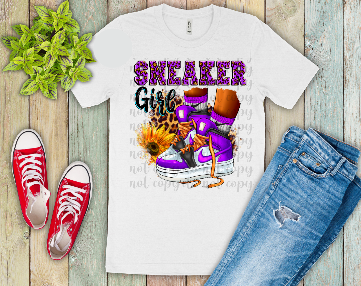 Sneaker Girl Purple DTF Transfer