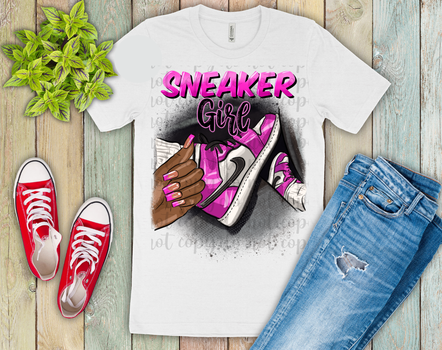 Sneaker Girl Pink DTF Transfer