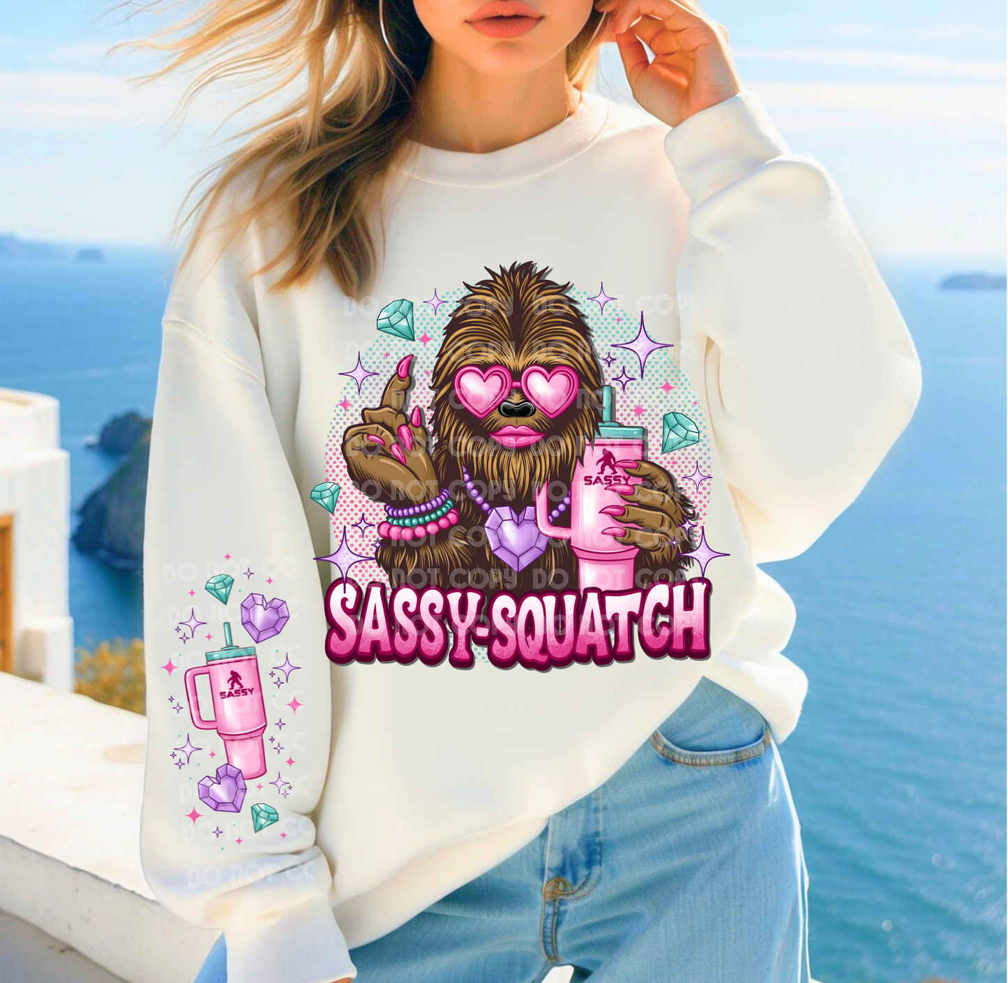 Sassy-Squatch No Bow DTF Transfer (Sleeve must be purchased separately)