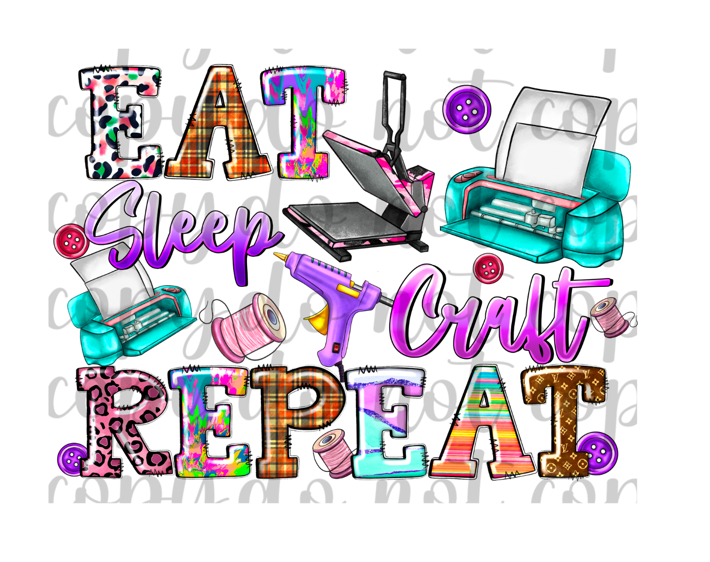 Eat Sleep Repeat Craft DTF Transfer