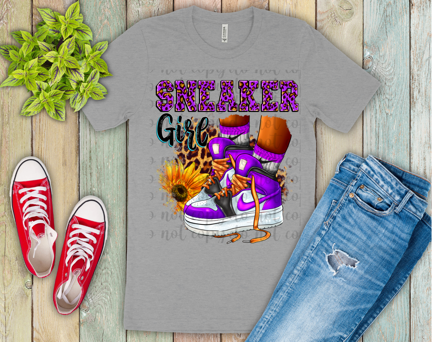 Sneaker Girl Purple DTF Transfer