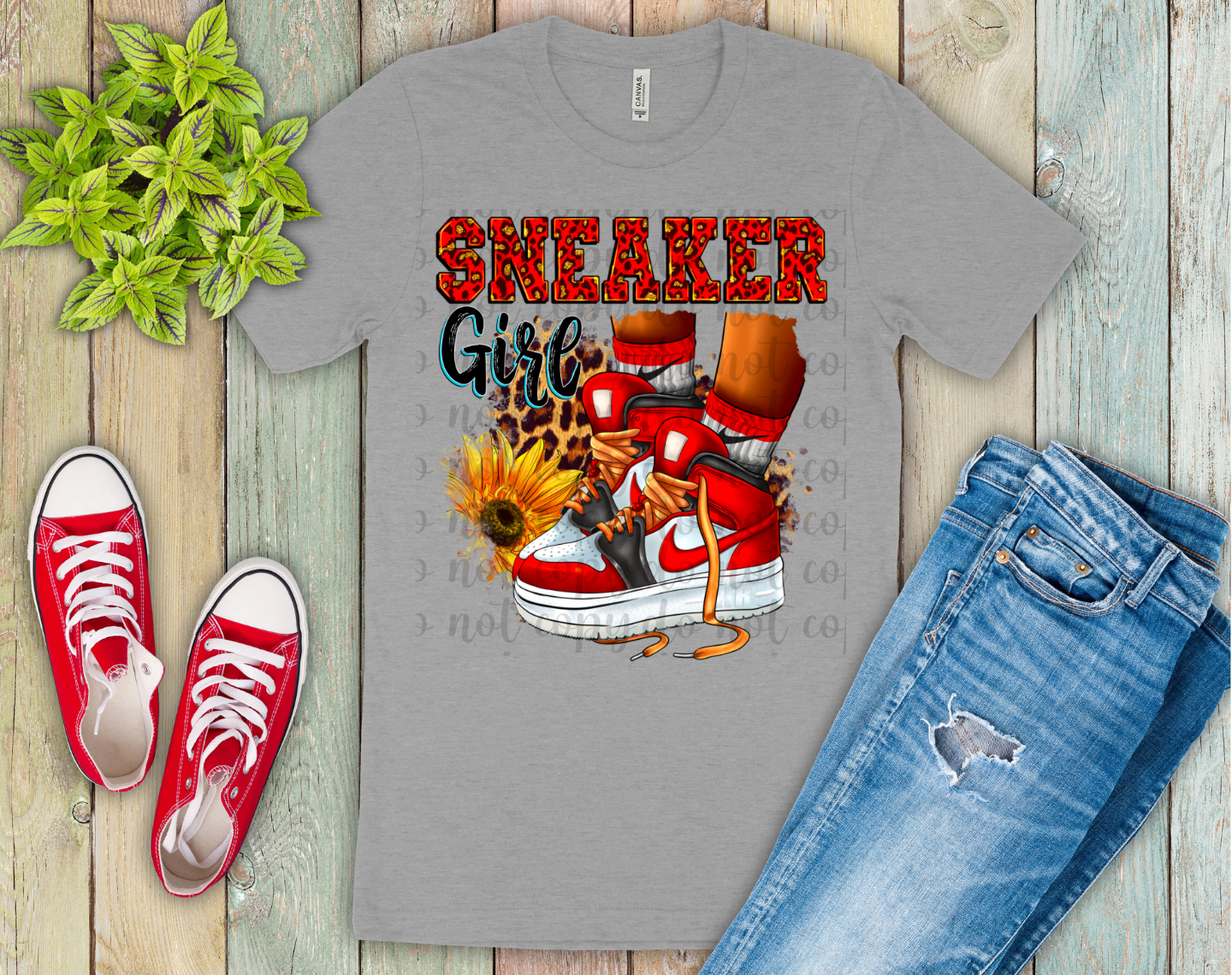 Sneaker Girl Red DTF Transfer