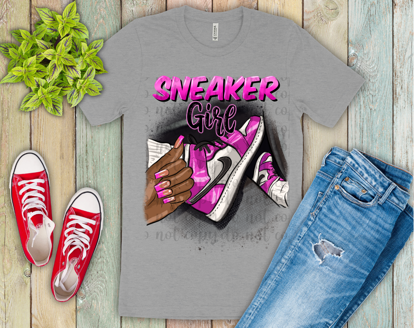 Sneaker Girl Pink DTF Transfer