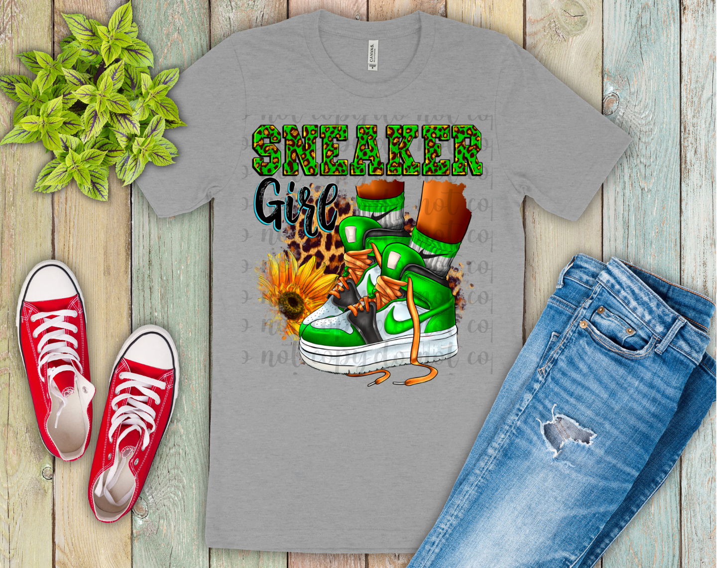 Sneaker Girl Green DTF Transfer