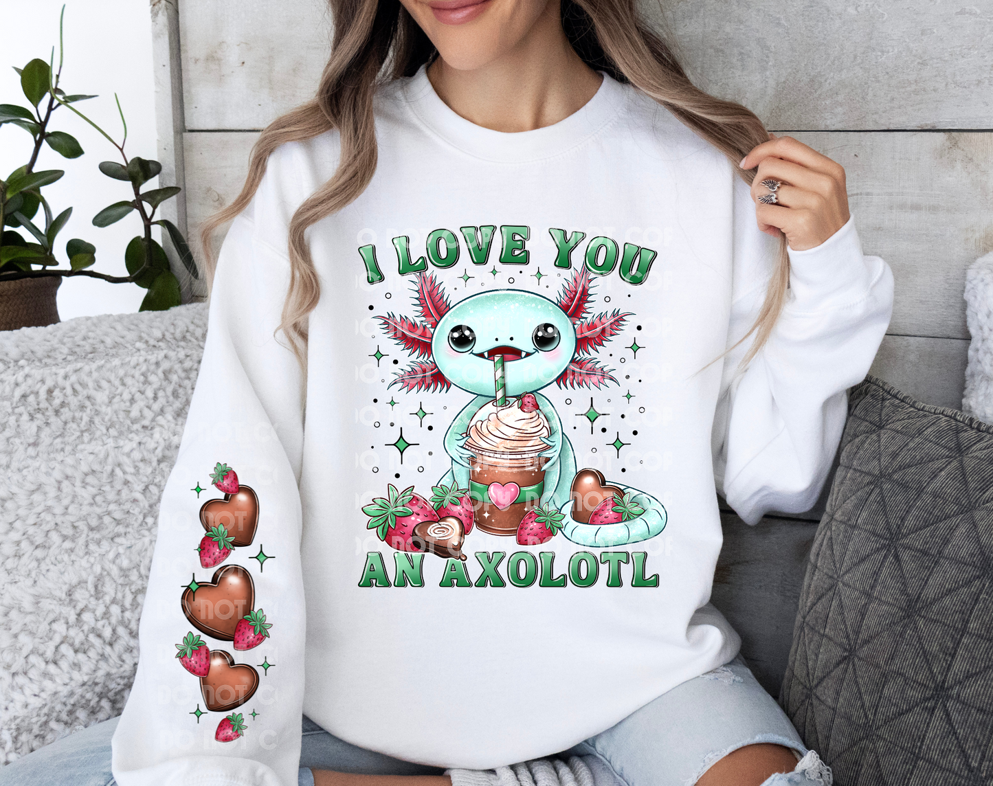 I Love You An Axolotl DTF Transfer (Sleeve must be purchased separately)