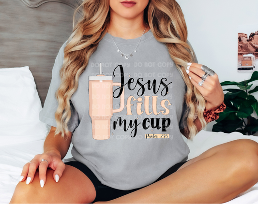 Jesus Fills My Cup Peach DTF Transfer