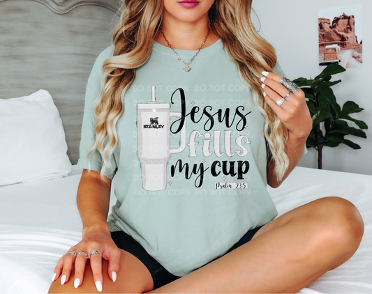 Jesus Fills My Cup Grey DTF Transfer