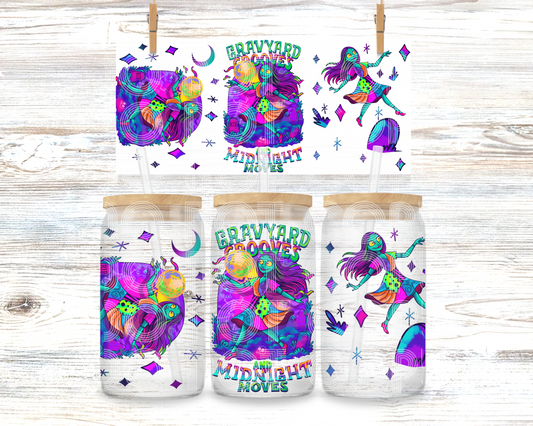Graveyard Grooves and Midnight Moves Sally 16 OZ UV Dtf Wrap