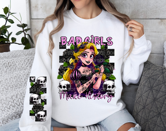 Bad Girls Make History Rapunzel DTF Transfer (Sleeve must be purchased separately)