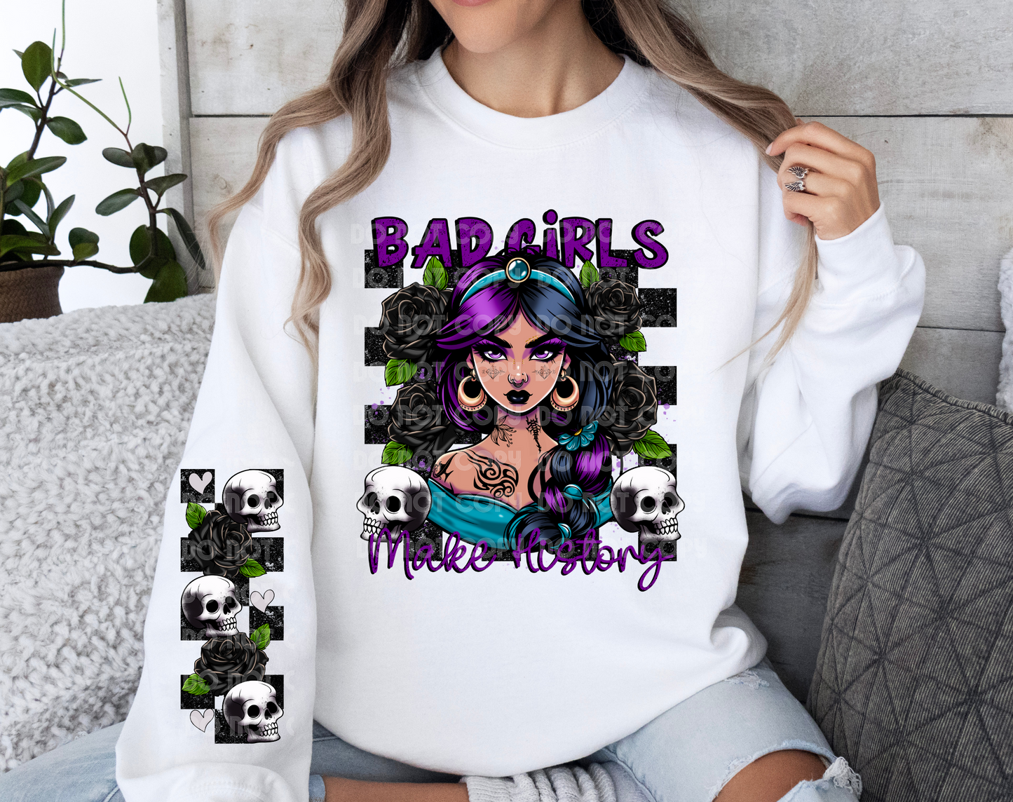 Bad Girls Make History Jasmine DTF Transfer (Sleeve must be purchased separately)