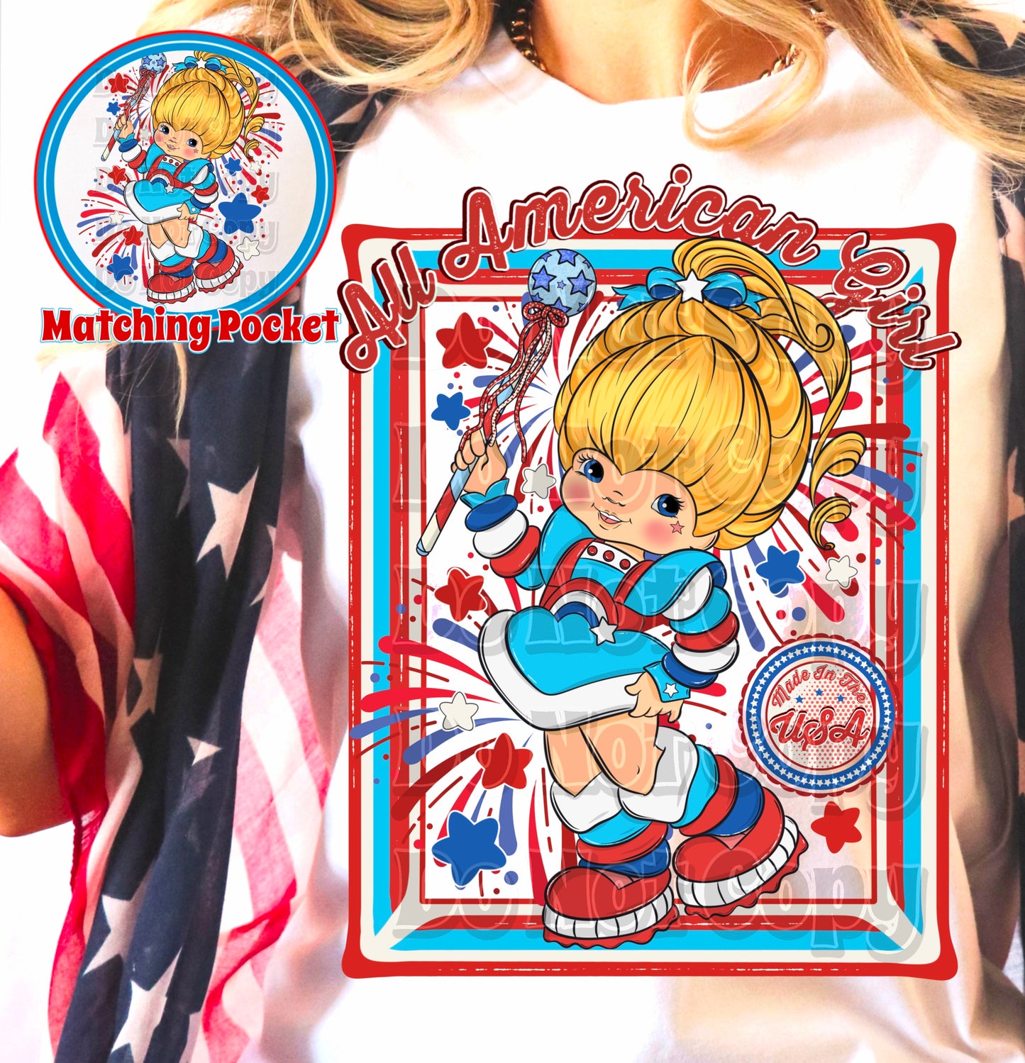 All American Girl DTF Transfer (Pocket must be purchased separately)