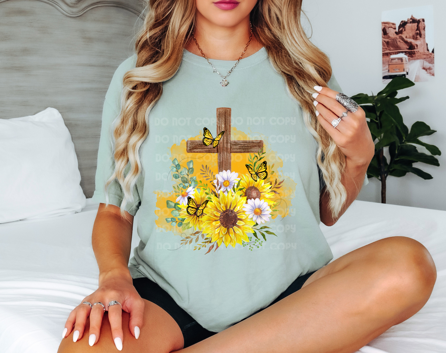 Cross With Sunflowers DTF Transfer