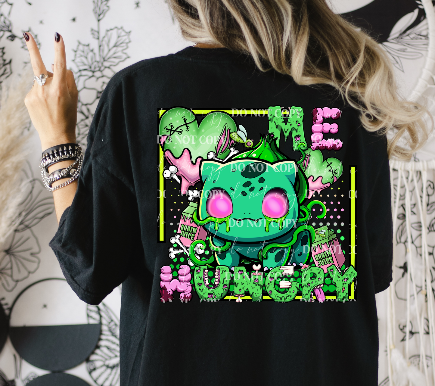 Me Hungry Bulbasaur DTF Transfer (Pocket must be purchased separately)