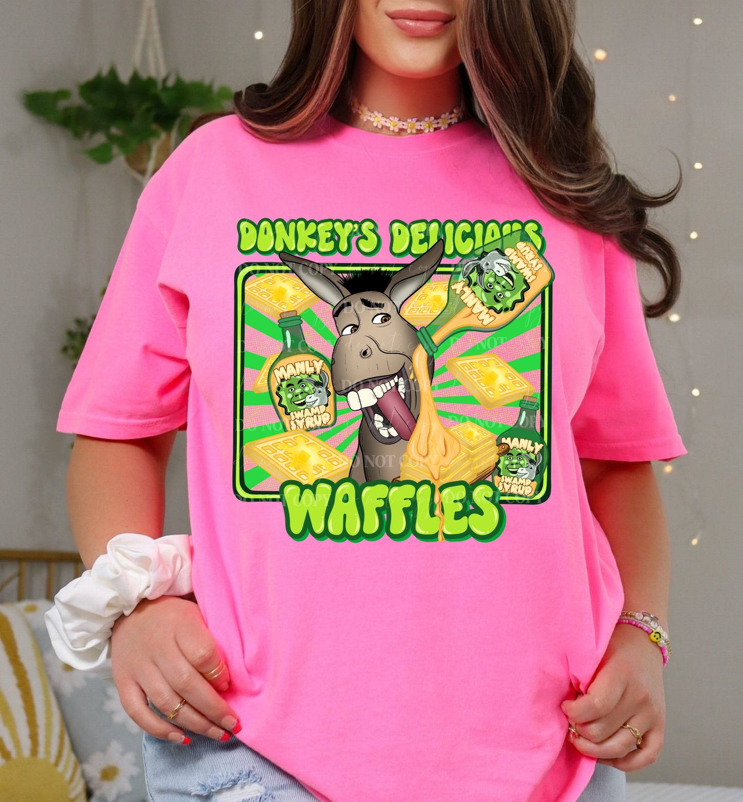 Donkey's Delicious Waffles Green DTF Transfer