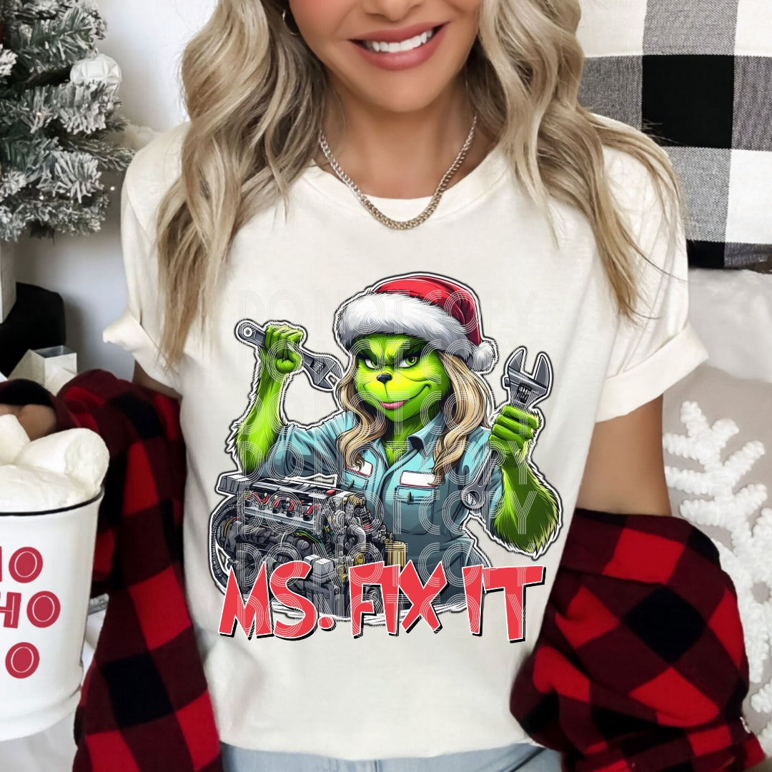 Girl Grinch Mechanic DTF Transfer