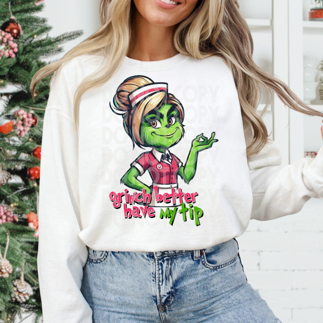 Waitress Grinch DTF Transfer