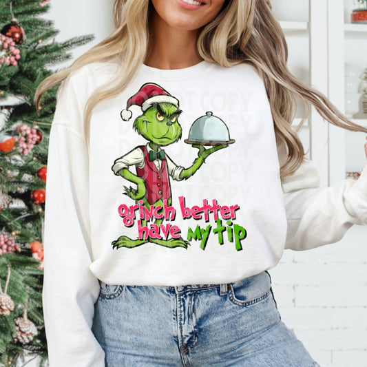 Waiter Grinch DTF Transfer