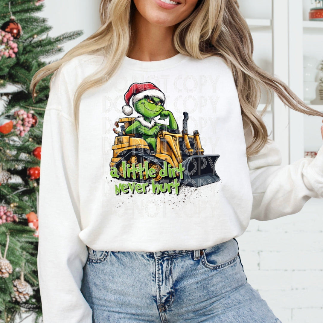 Bulldozer Grinch DTF Transfer