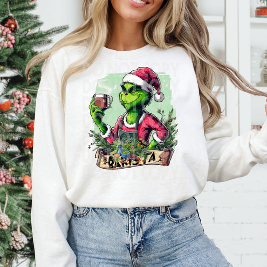 Barista Grinch DTF Transfer