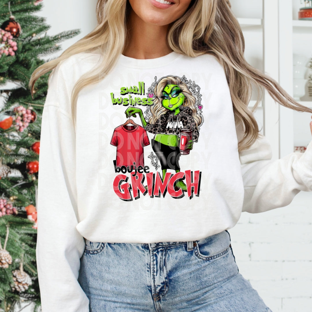 Small Business Boujee Grinch DTF Transfer