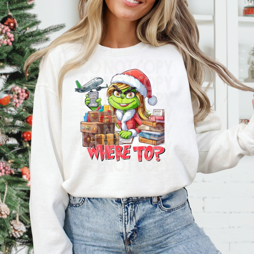 Travel Female Agent Grinch DTF Transfer