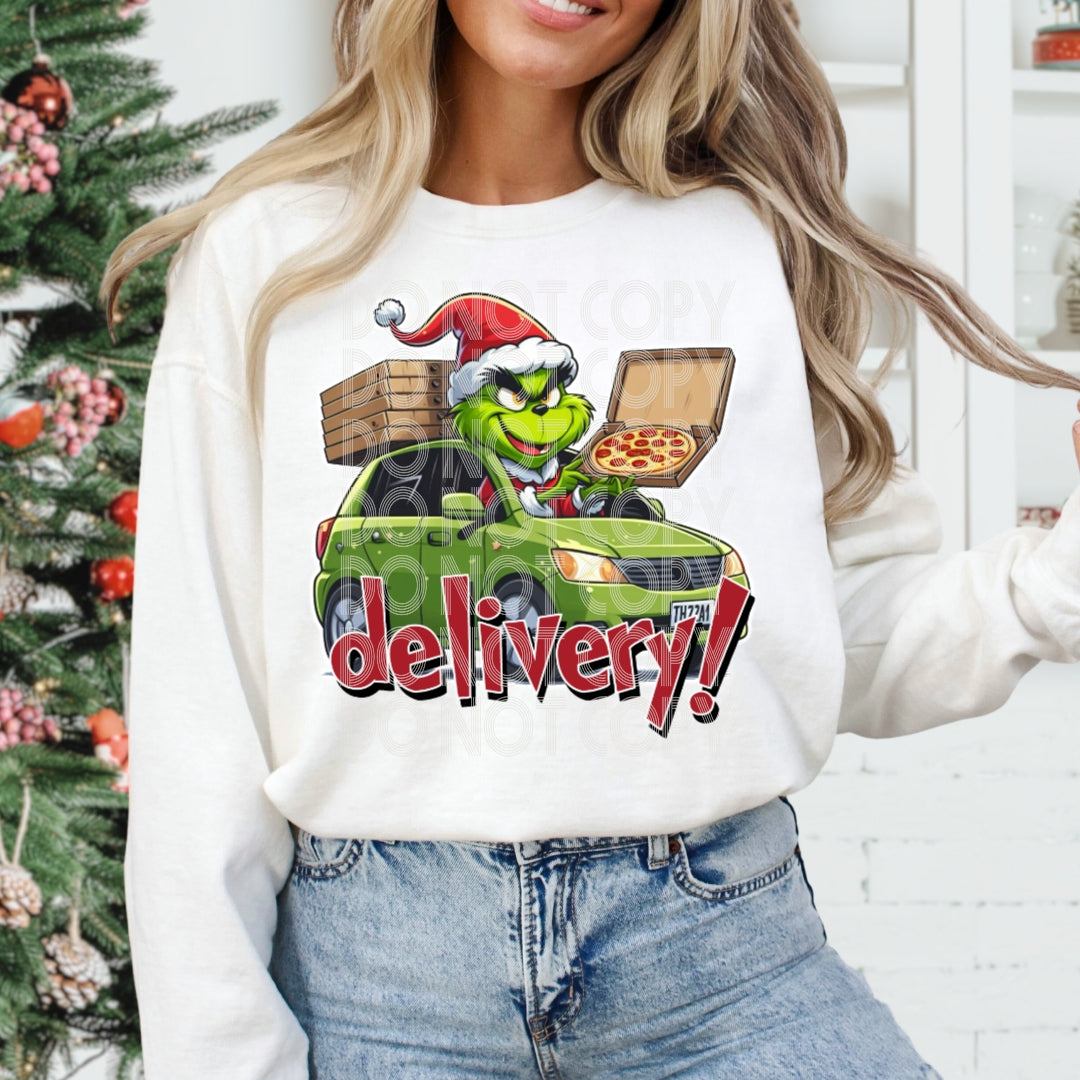 Pizza Delivery Grinch DTF Transfer