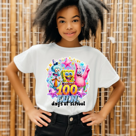 100 Fun Days Of School SpongeBob DTF Transfer