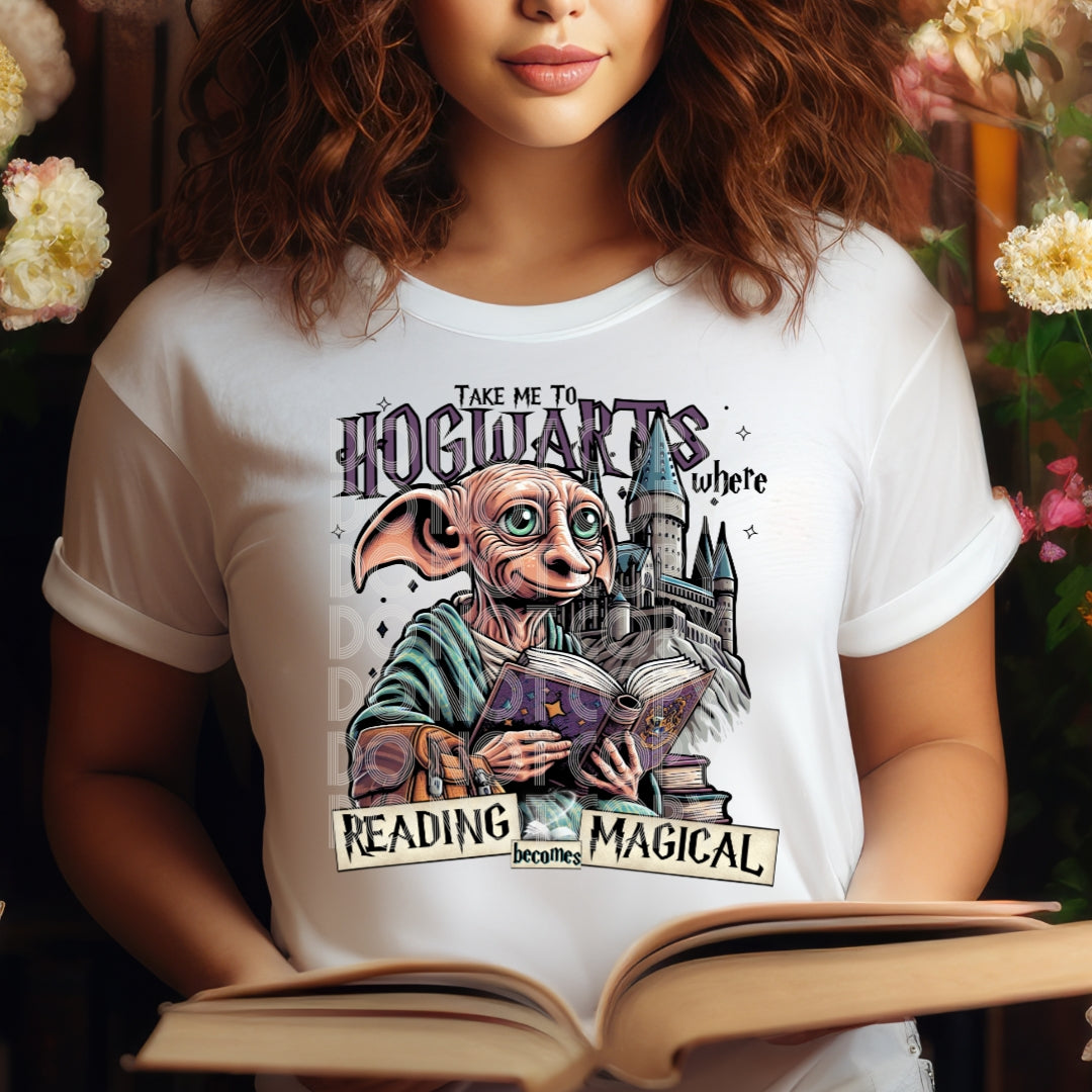 Take Me To Hogwarts Where Reading Becomes Magical DTF Transfer