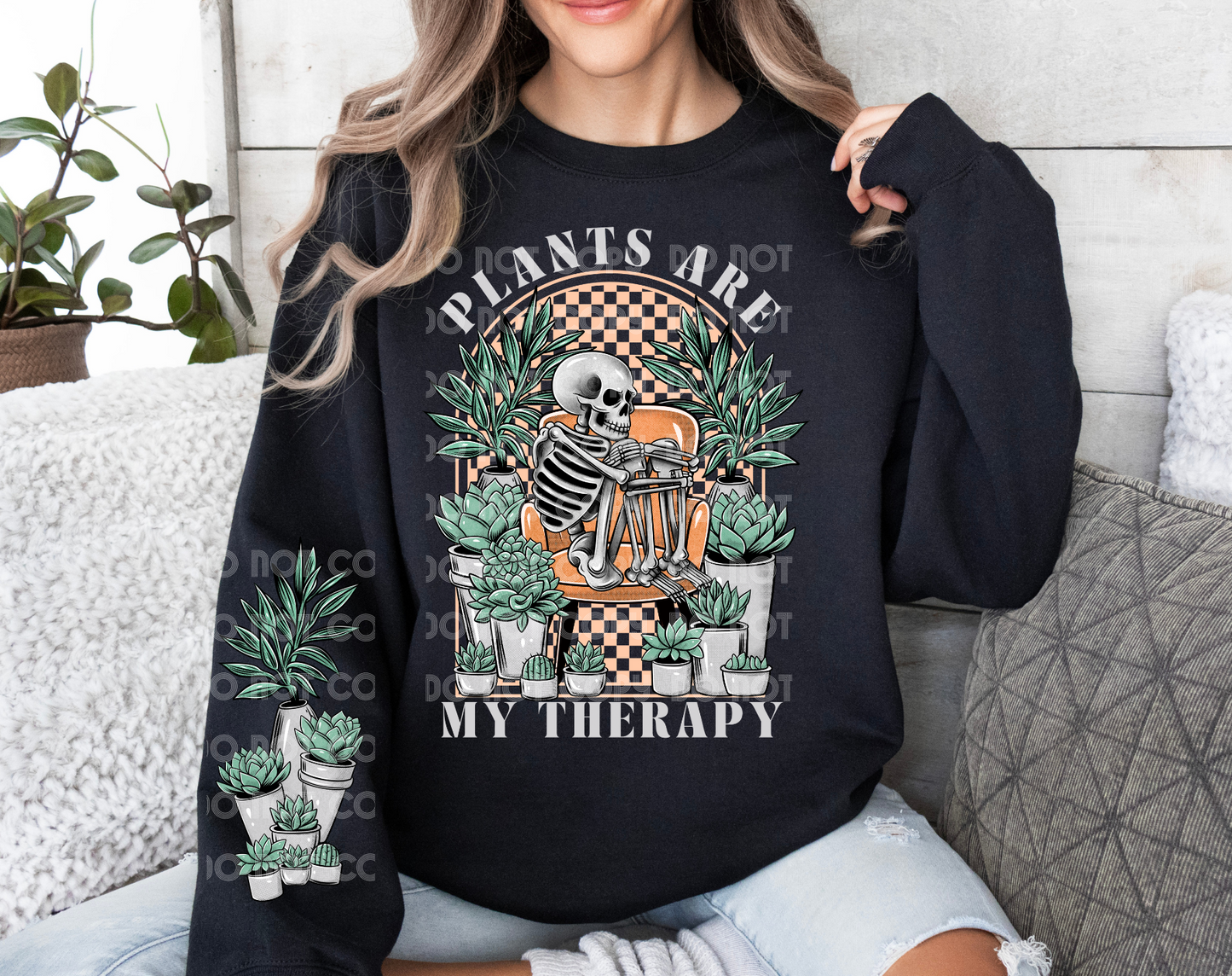 Plants Are My Therapy White DTF Transfer (Sleeve must be purchased separately)